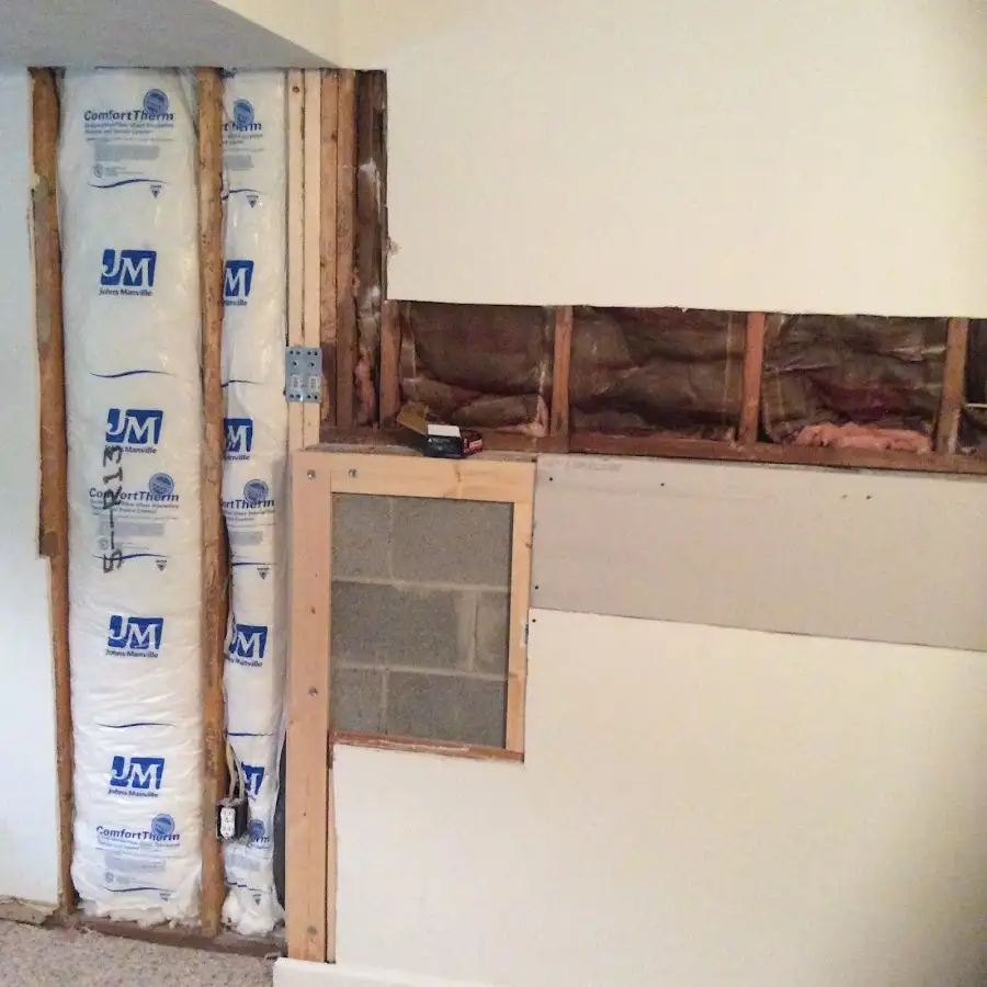 Wall insulation replacement during Basement Flood Cleanup in Clive